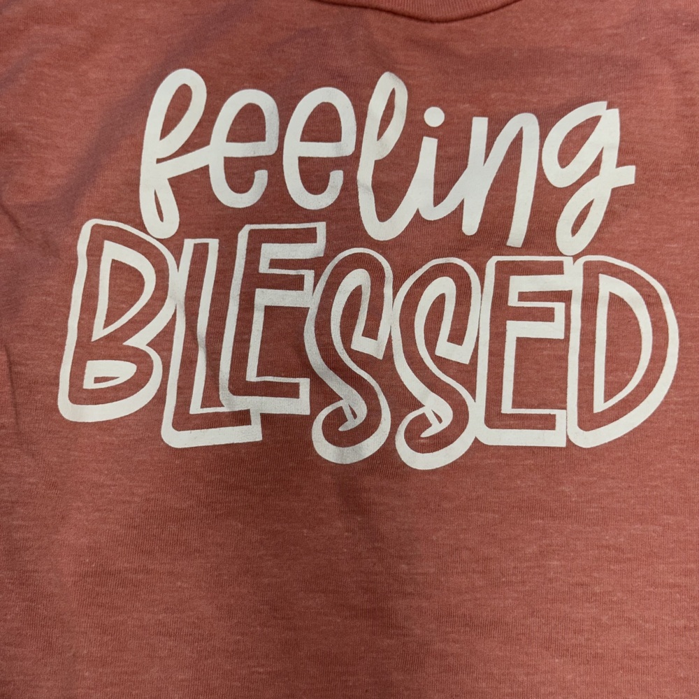PositiviTees Feeling Blessed graphic tank top L pink - Picture 7 of 7